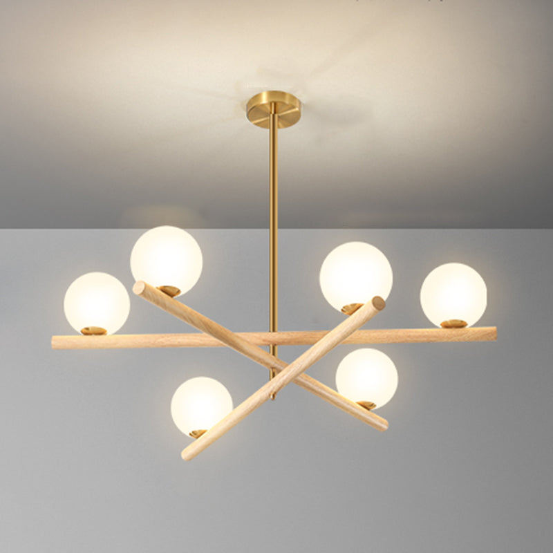 Burbujas nórdicas lámparas colgantes salón de estar de madera lámpara de araña de lámpara en blanco