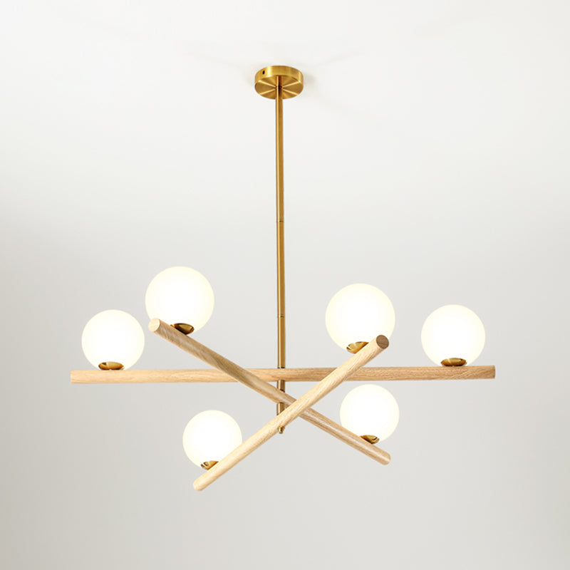 Burbujas nórdicas lámparas colgantes salón de estar de madera lámpara de araña de lámpara en blanco