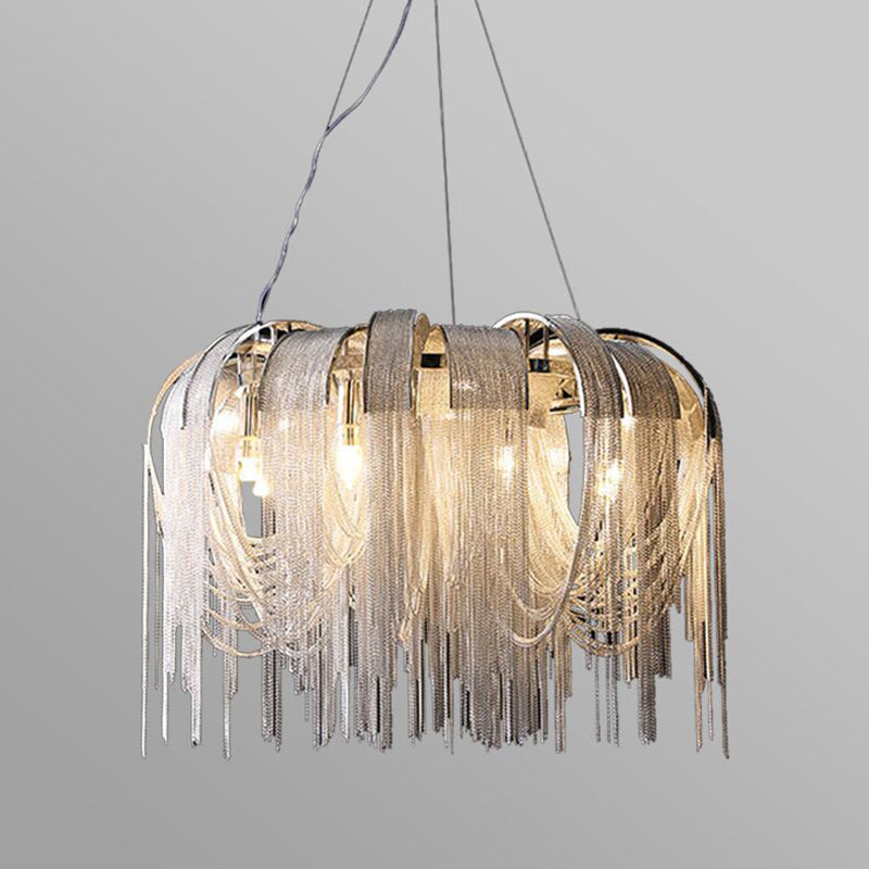 Stream Living Room Pendant Lighting Fixture Metal Nordic-Style Suspension Pendant Light in Silver