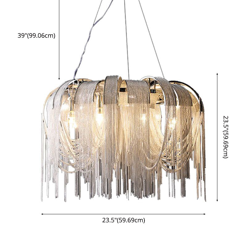 Stream Living Room Pendant Lighting Fixture Metal Nordic-Style Suspension Pendant Light in Silver