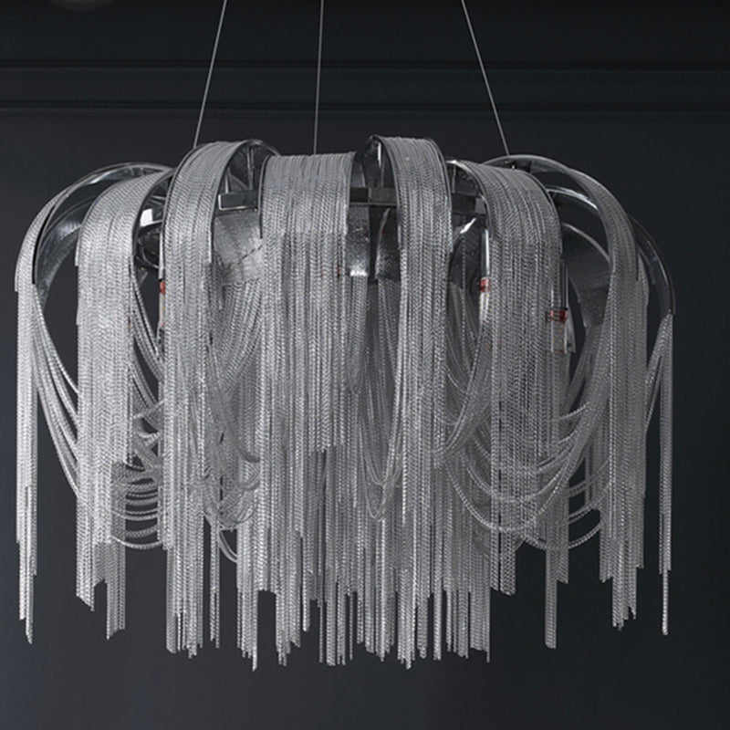 Stream Living Room Pendant Lighting Fixture Metal Nordic-Style Suspension Pendant Light in Silver