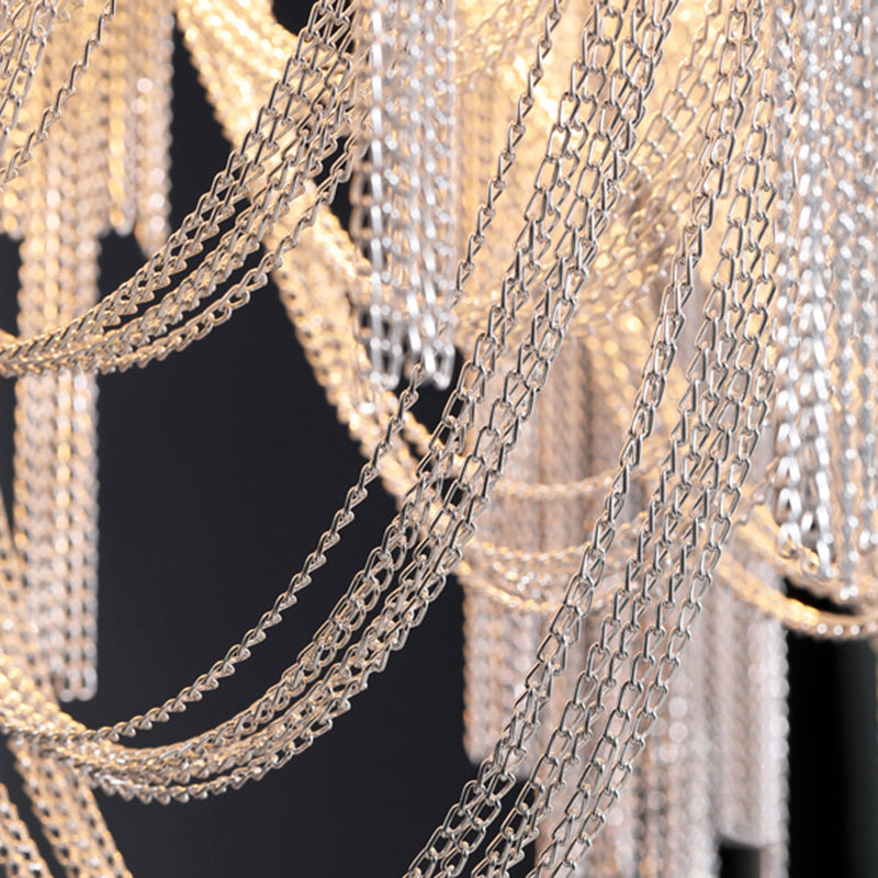 Stream Living Room Pendant Lighting Fixture Metal Nordic-Style Suspension Pendant Light in Silver