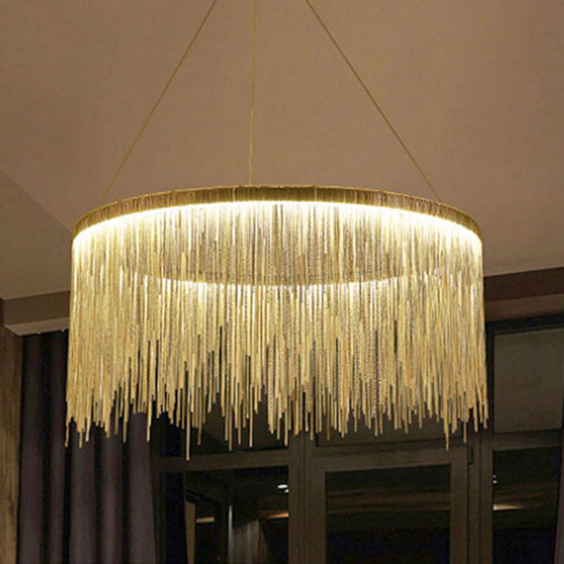 Round Metal Suspended Lighting Fixture Modern Style LED Chandelier Pendant Light