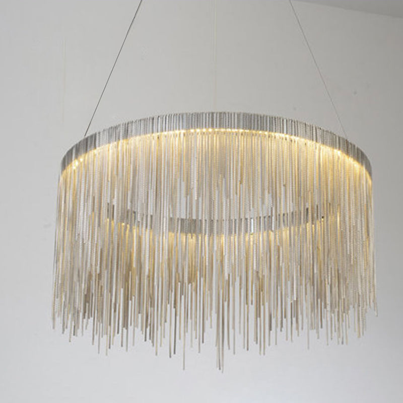 Round Metal Suspended Lighting Fixture Modern Style LED Chandelier Pendant Light