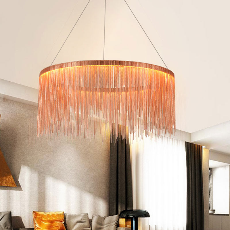Round Metal Suspended Lighting Fixture Modern Style LED Chandelier Pendant Light