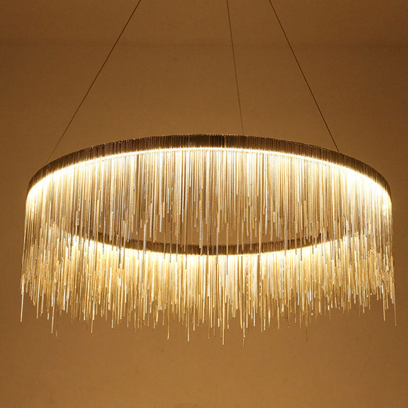 Round Metal Suspended Lighting Fixture Modern Style LED Chandelier Pendant Light