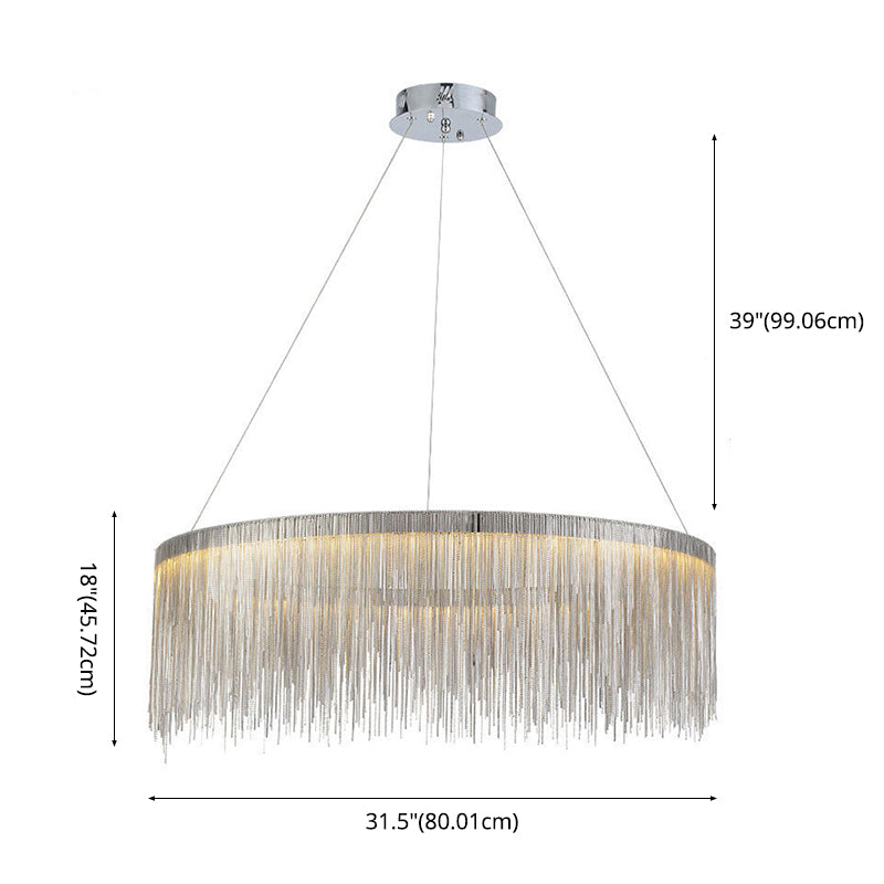 Round Metal Suspended Lighting Fixture Modern Style LED Chandelier Pendant Light