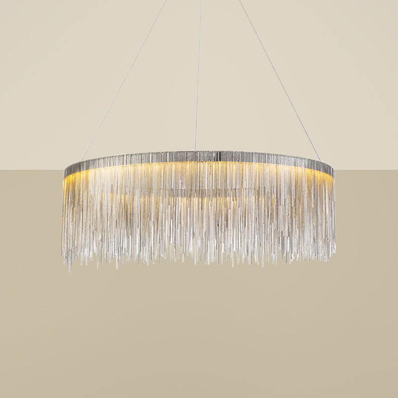 Round Metal Suspended Lighting Fixture Modern Style LED Chandelier Pendant Light