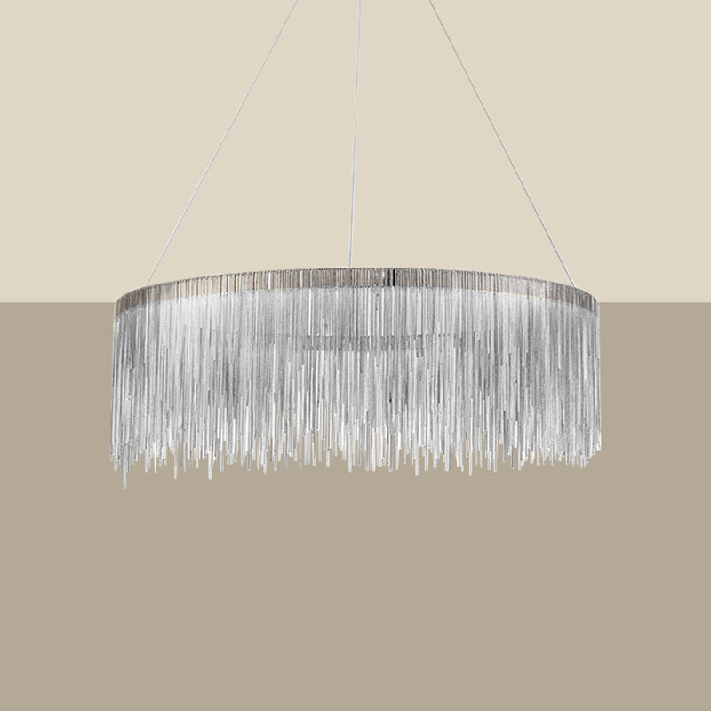 Round Metal Suspended Lighting Fixture Modern Style LED Chandelier Pendant Light