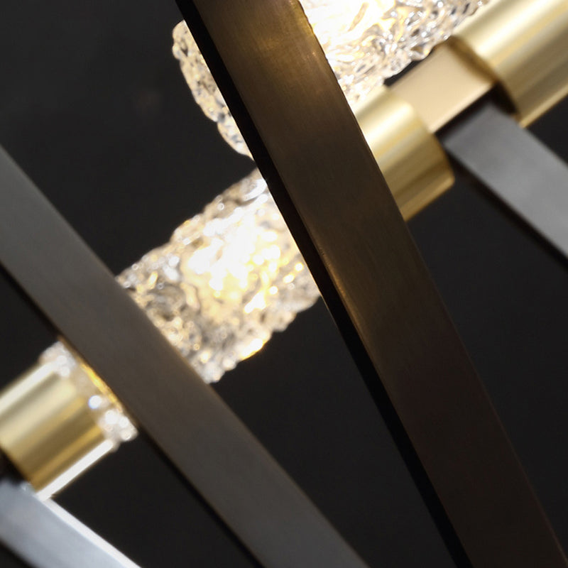 Minimalist Cylindrical Chandelier Pendant Light Metal Dinning Room Hanging Light Kit in Gold