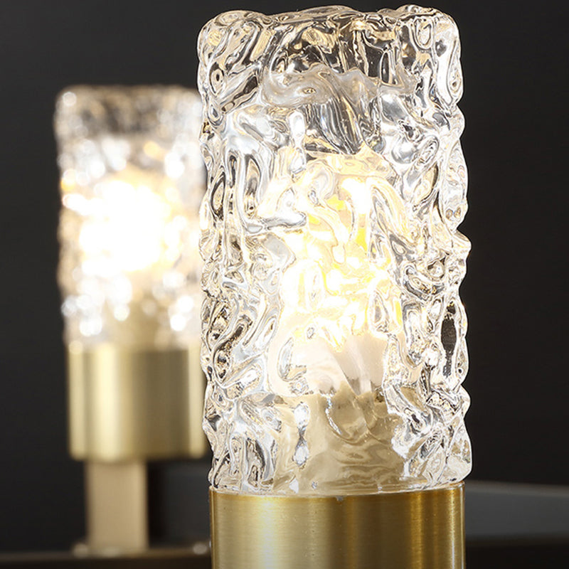 Minimalist Cylindrical Chandelier Pendant Light Metal Dinning Room Hanging Light Kit in Gold