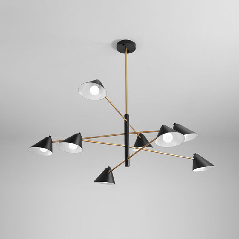 Sala da pranzo a sospensione Luce a sospensione semplice il lampadario nero apparecchiatura illuminazione con tonalità in metallo cono