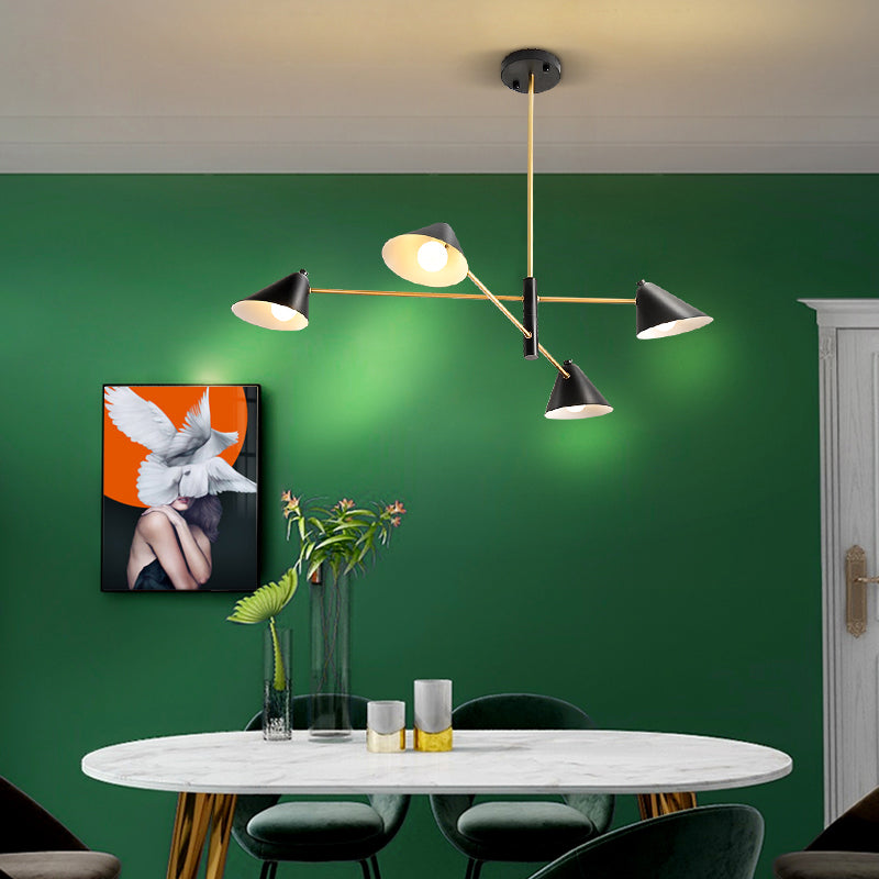 Sala da pranzo a sospensione Luce a sospensione semplice il lampadario nero apparecchiatura illuminazione con tonalità in metallo cono