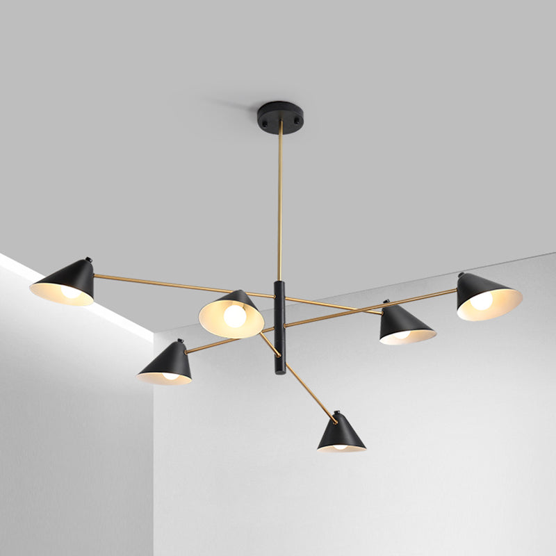 Sala da pranzo a sospensione Luce a sospensione semplice il lampadario nero apparecchiatura illuminazione con tonalità in metallo cono
