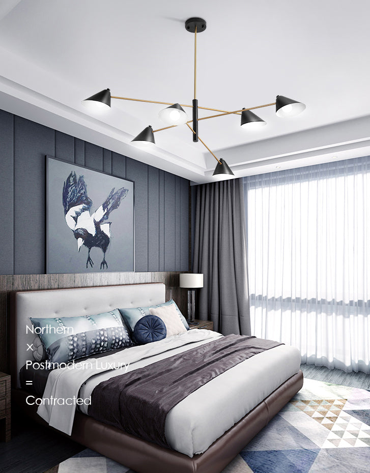 Sala da pranzo a sospensione Luce a sospensione semplice il lampadario nero apparecchiatura illuminazione con tonalità in metallo cono