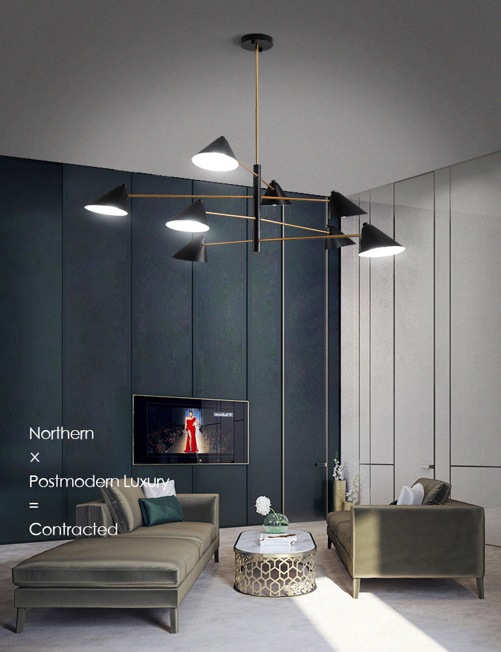 Sala da pranzo a sospensione Luce a sospensione semplice il lampadario nero apparecchiatura illuminazione con tonalità in metallo cono