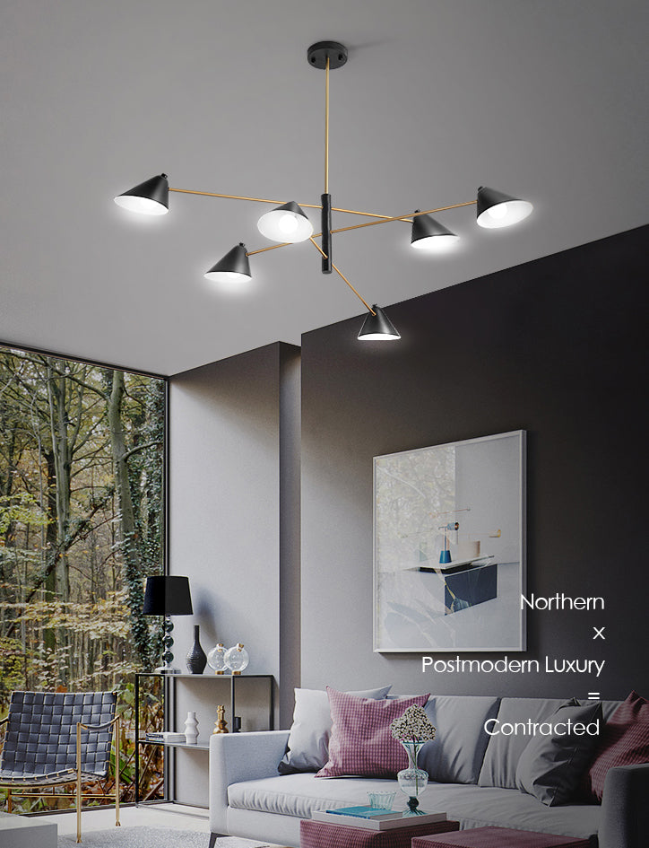 Sala da pranzo a sospensione Luce a sospensione semplice il lampadario nero apparecchiatura illuminazione con tonalità in metallo cono