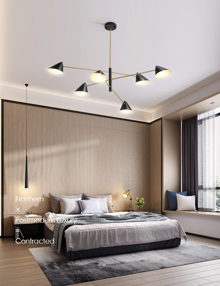 Sala da pranzo a sospensione Luce a sospensione semplice il lampadario nero apparecchiatura illuminazione con tonalità in metallo cono