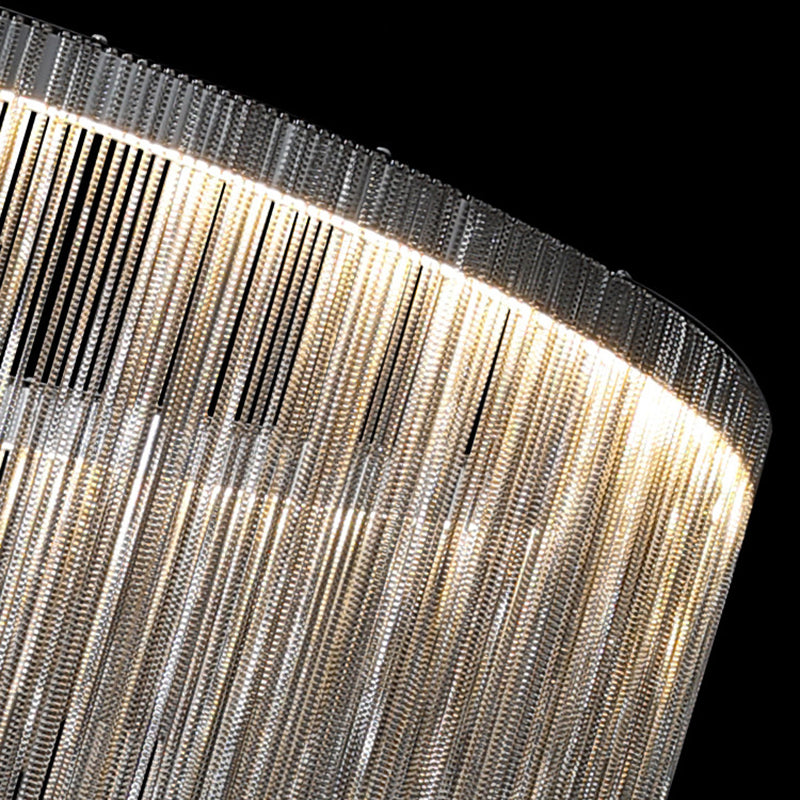 Circular Down Lighting Pendant Modern Metal Living Room LED Ceiling Pendant Light in Silver