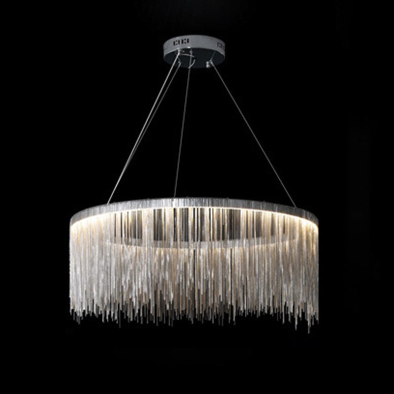 Circular Down Lighting Pendant Modern Metal Living Room LED Ceiling Pendant Light in Silver