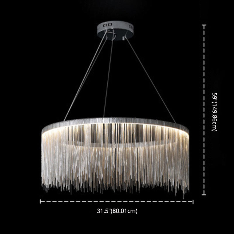 Circular Down Lighting Pendant Modern Metal Living Room LED Ceiling Pendant Light in Silver