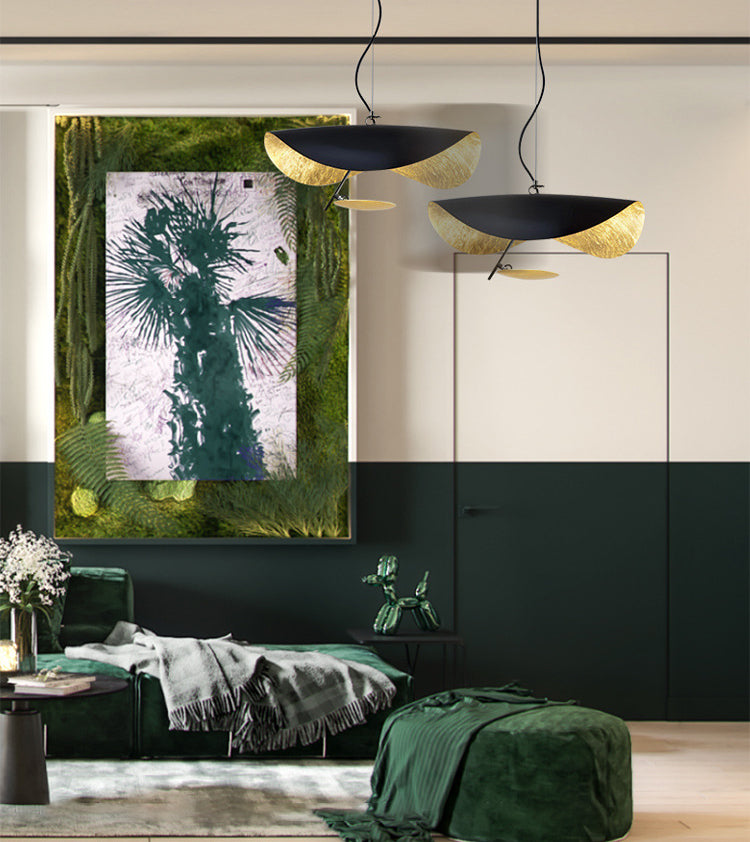 Post-modern Style Metal LED Hanging Light Lotus Leaf Shaped Minimalism Lighting Pendant for Living Room