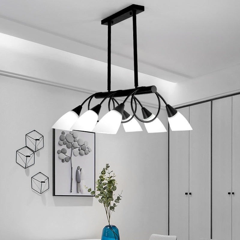 Glass Shaded Island Lighting Fixture Minimalist Style White Island Pendant Light