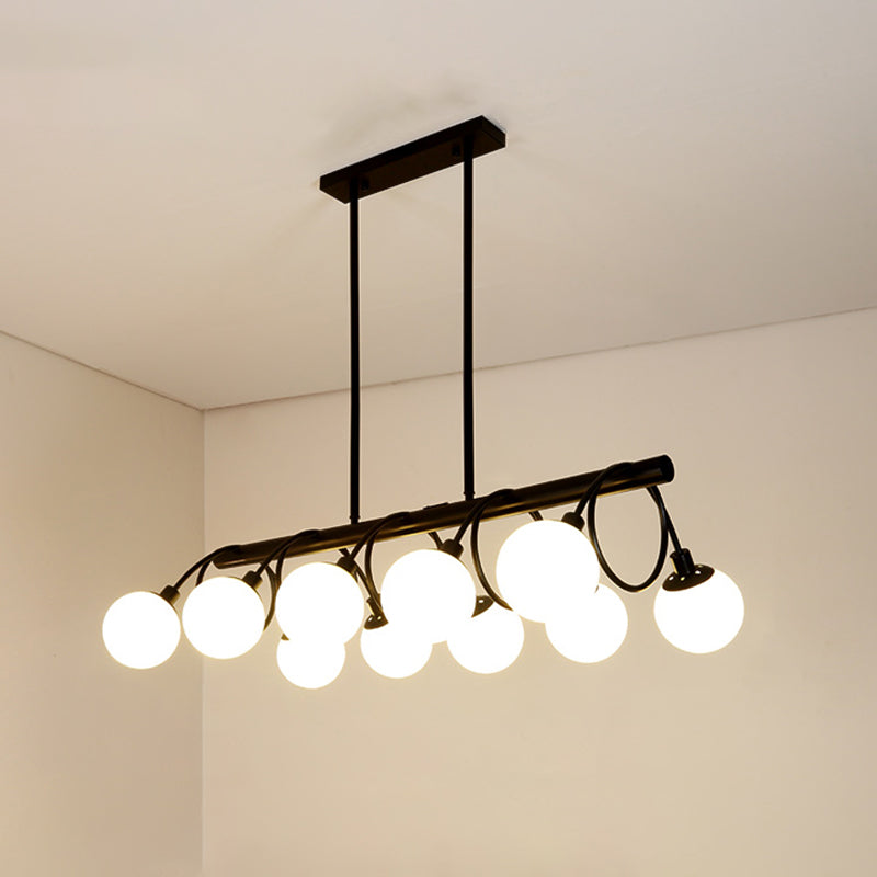 Glass Shaded Island Lighting Fixture Minimalist Style White Island Pendant Light