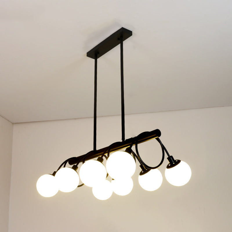 Glass Shaded Island Lighting Fixture Minimalist Style White Island Pendant Light