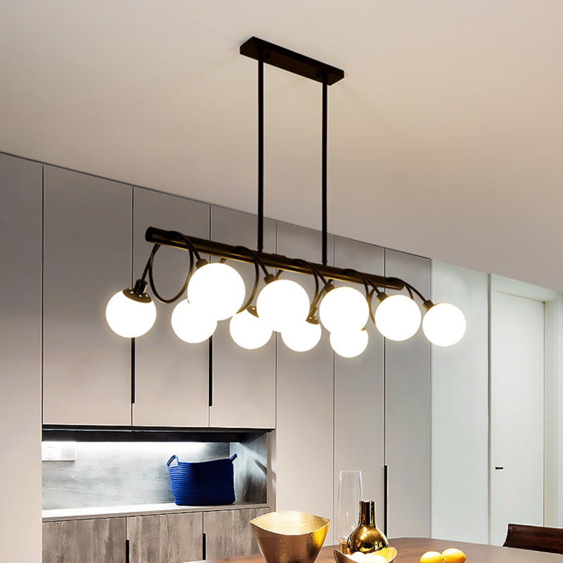 Glass Shaded Island Lighting Fixture Minimalist Style White Island Pendant Light