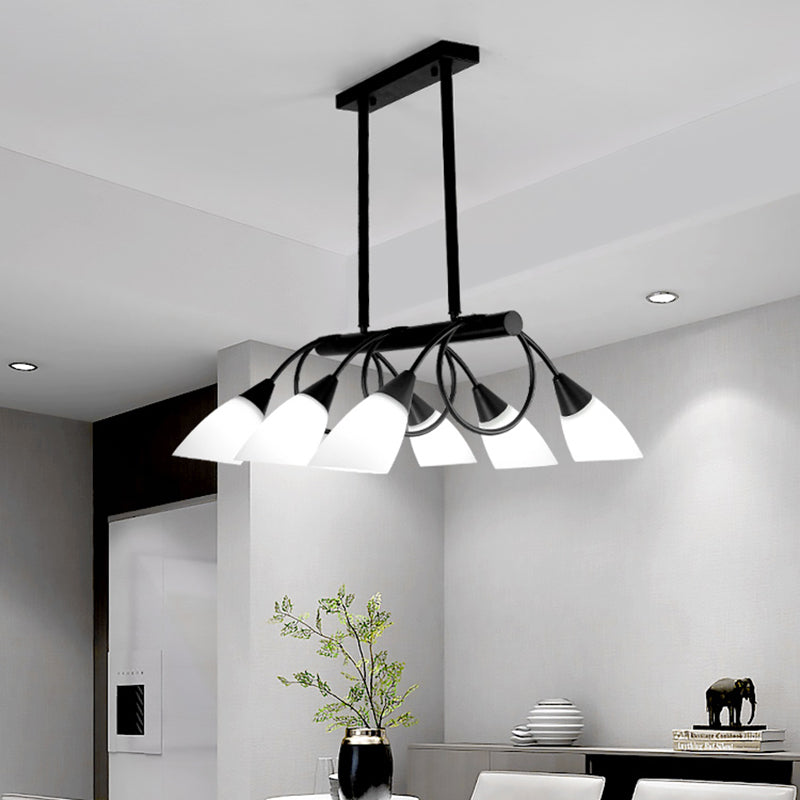 Glass Shaded Island Lighting Fixture Minimalist Style White Island Pendant Light