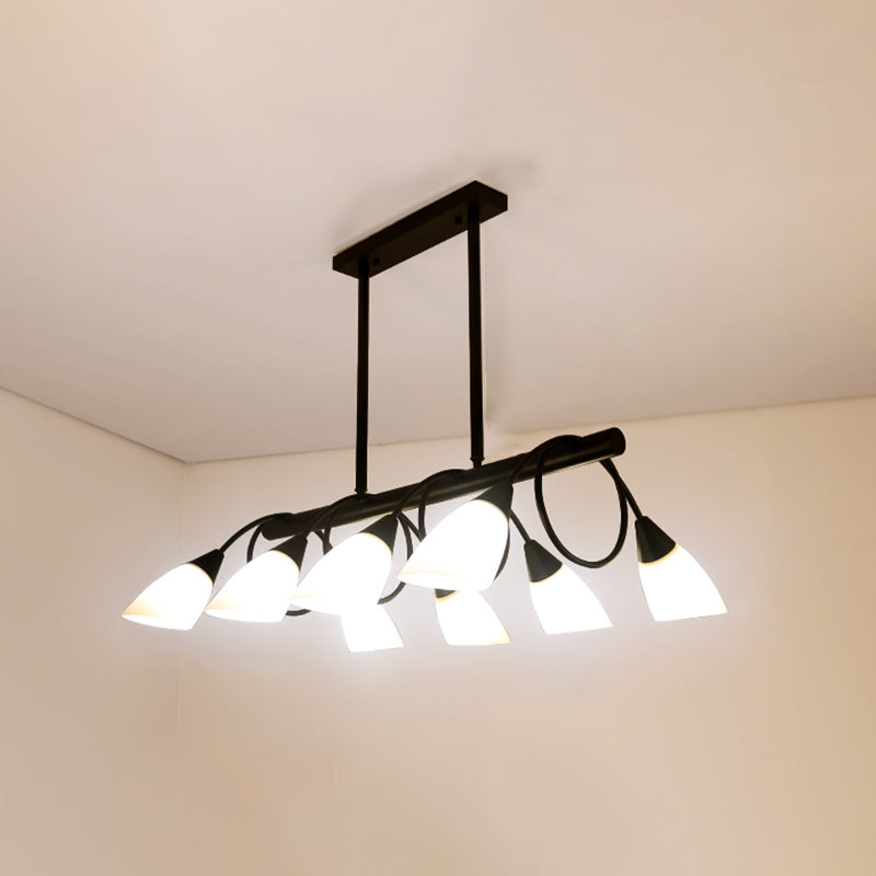 Glass Shaded Island Lighting Fixture Minimalist Style White Island Pendant Light