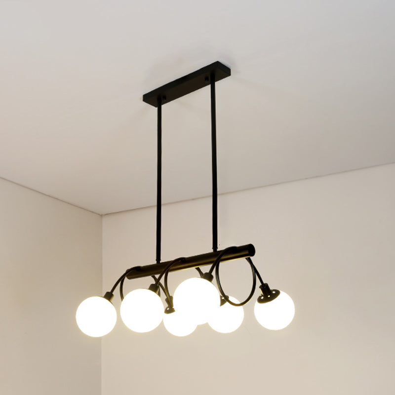 Glass Shaded Island Lighting Fixture Minimalist Style White Island Pendant Light