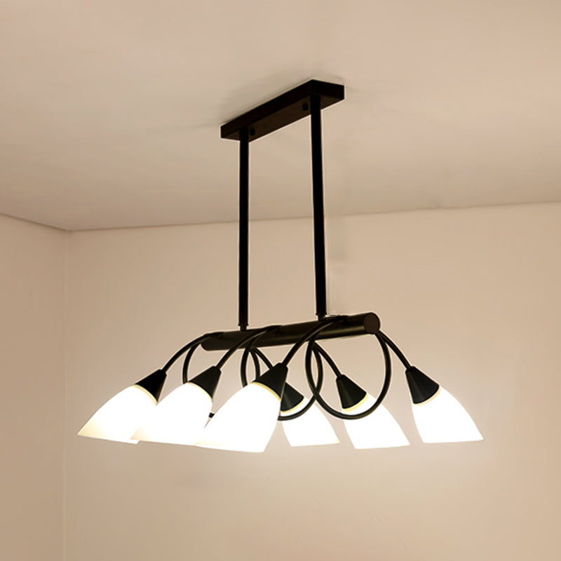 Glass Shaded Island Lighting Fixture Minimalist Style White Island Pendant Light