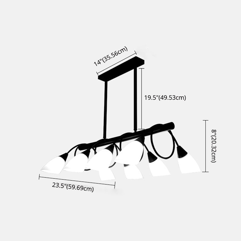 Glass Shaded Island Lighting Fixture Minimalist Style White Island Pendant Light