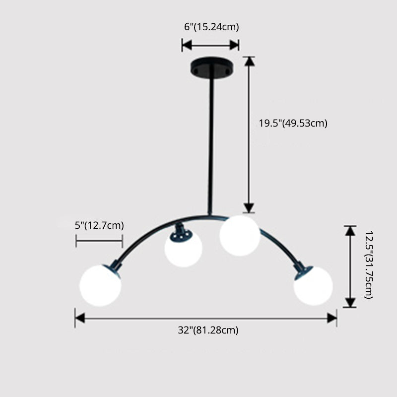 Nordic Round Island Lighting Fixture Glass Dinning Room Hanging Island Light in Black