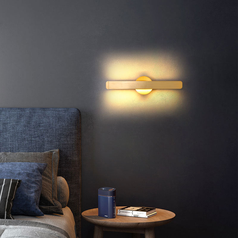 Lampada a parete a LED in alluminio spazzolato oro design rotabile in stile nordico semplicità da letto a parete luce