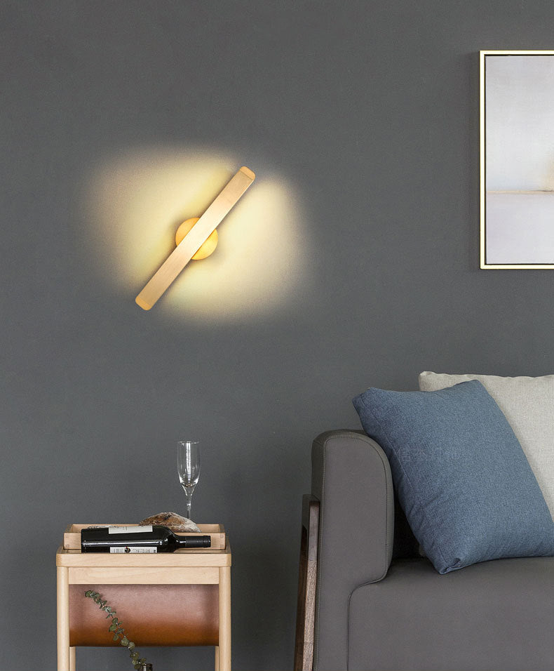 Lampada a parete a LED in alluminio spazzolato oro design rotabile in stile nordico semplicità da letto a parete luce