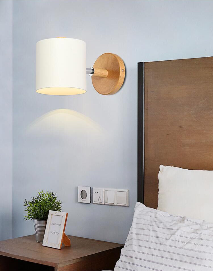 Nordic Style Solid Wood Wall Lamp 3-Colors Optional Macaroon Sconce Lights for Bedroom Living Room