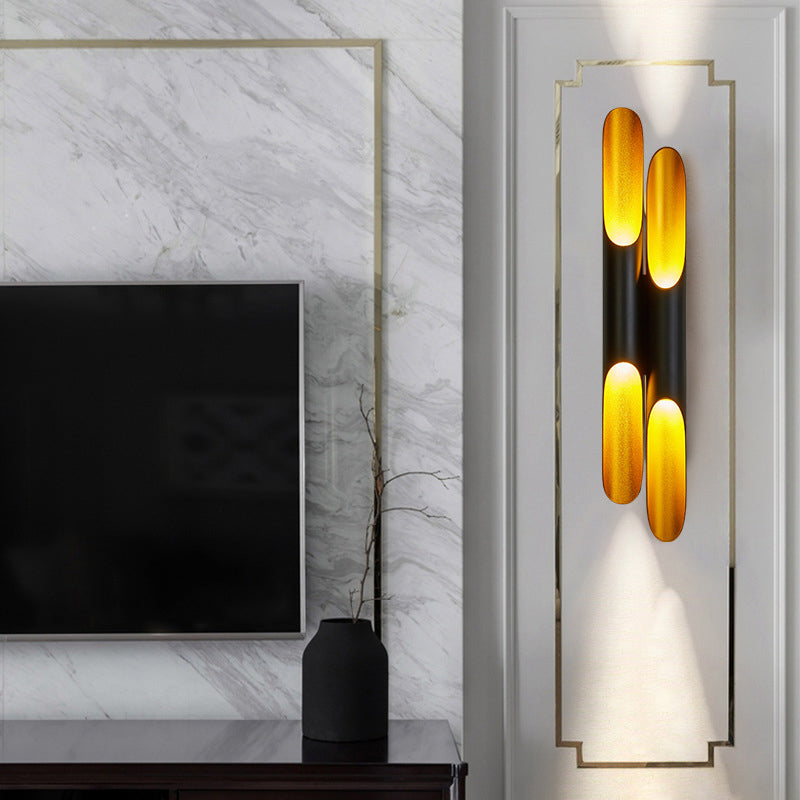 2-Lights Slant Cut Pipe Shaped Wall Lamp Post-modern Style Metal Sconce Light for Coffee Shop Restaurants