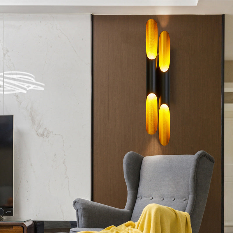 2-Lights Slant Cut Pipe Shaped Wall Lamp Post-modern Style Metal Sconce Light for Coffee Shop Restaurants