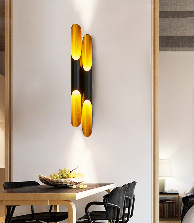 2-Lights Slant Cut Pipe Shaped Wall Lamp Post-modern Style Metal Sconce Light for Coffee Shop Restaurants