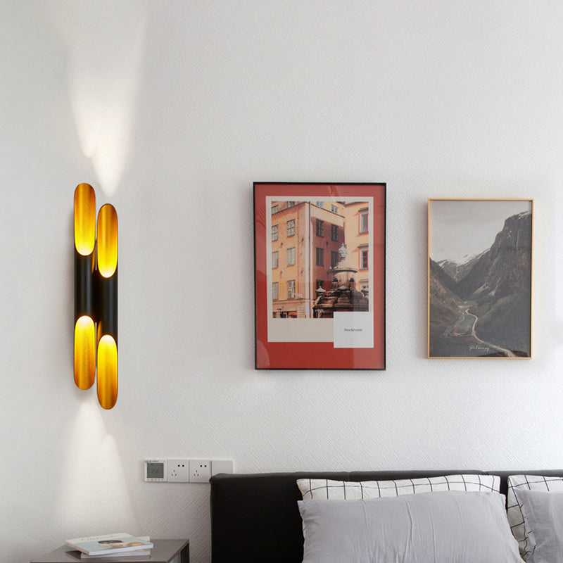 2-Lights Slant Cut Pipe Shaped Wall Lamp Post-modern Style Metal Sconce Light for Coffee Shop Restaurants