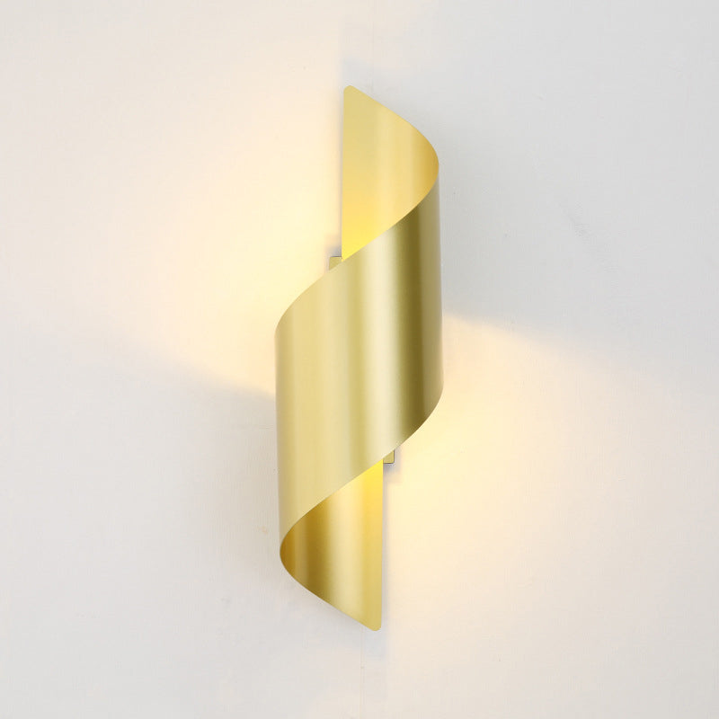 16.5" H Curve Shaped Metal Wall Mount Lamp Post-modern Simplicity LED Sconce Lights for Aisle Stairs