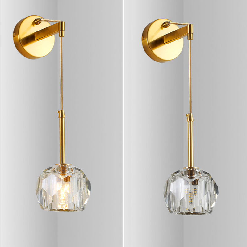 Modern Sphere Wall Mount Light Fixture 1 Light Sconce with Crystal Shade for Living Room