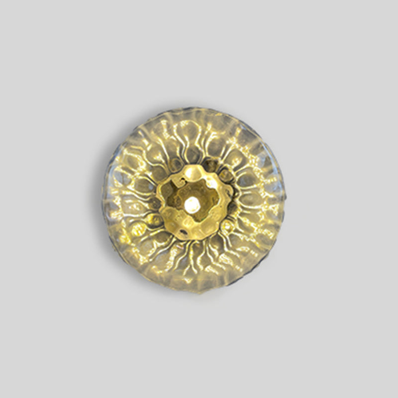 Modern Round Disc Wall Light Sconces Glass Sconce Lights for Living Room