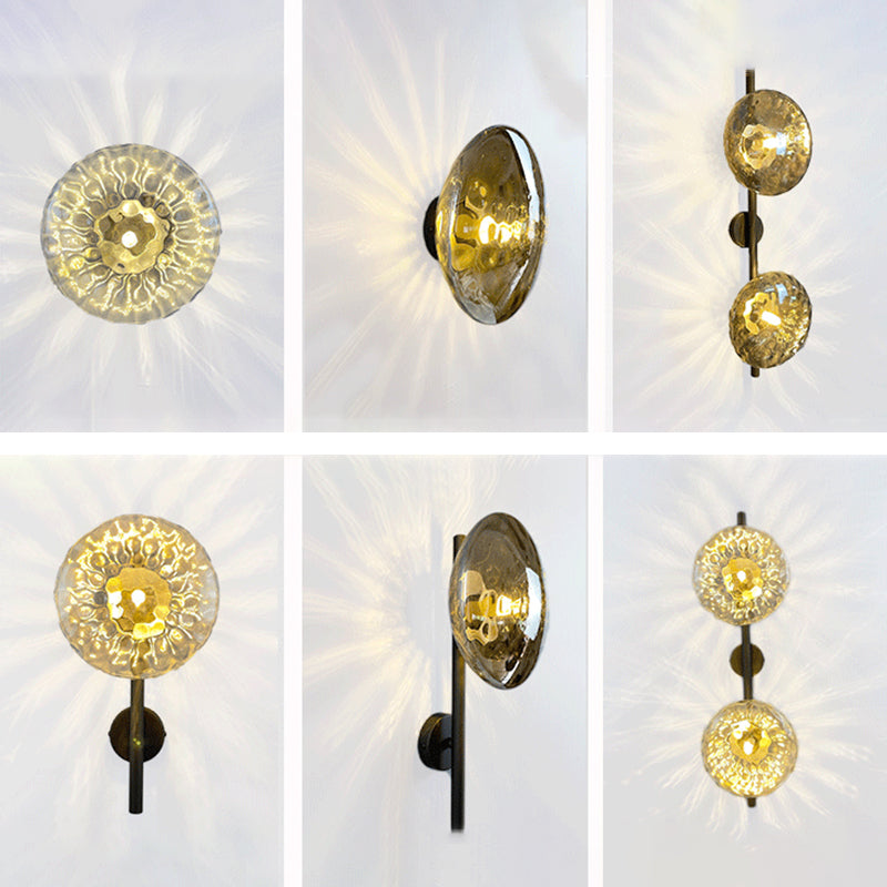Modern Round Disc Wall Light Sconces Glass Sconce Lights for Living Room