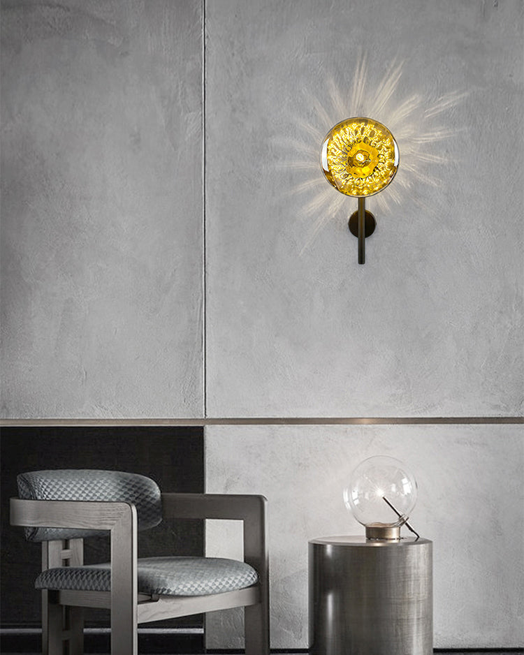 Modern Round Disc Wall Light Sconces Glass Sconce Lights for Living Room