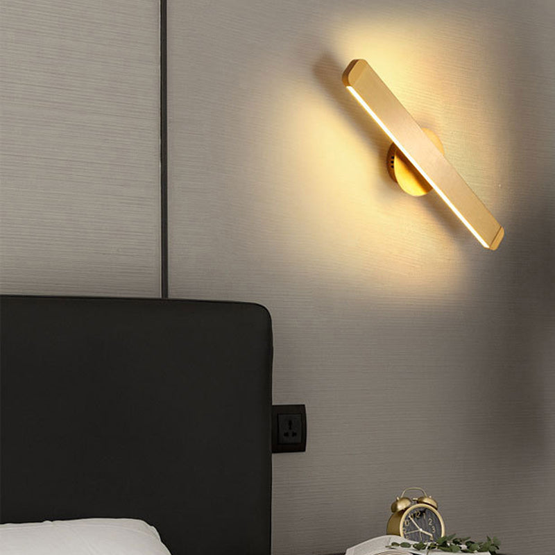 Lampada a parete a LED in alluminio spazzolato oro design rotabile in stile nordico semplicità da letto a parete luce