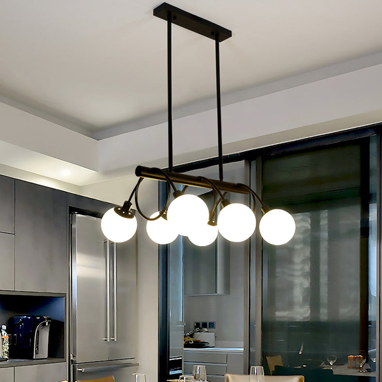 Glass Shaded Island Lighting Fixture Minimalist Style White Island Pendant Light